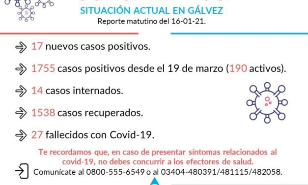 Coronavirus: informaron 17 nuevos casos positivos