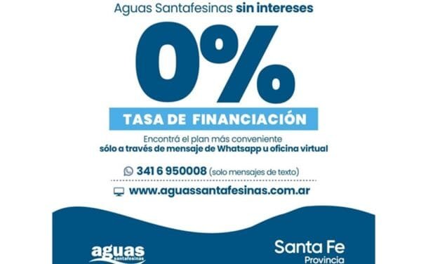 Aguas Santafesinas habilitó un plan especial de pago de deudas sin interés de financiación