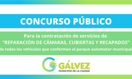 Municipio: Llamado a Concurso Público para la contratación del servicio de “Reparación de cámaras, cubiertas y recapados»