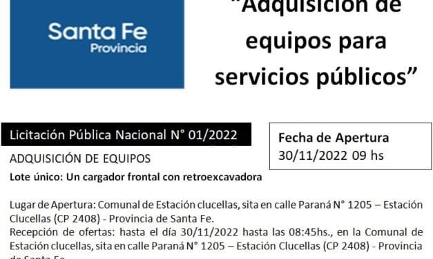 Llamado a licitación pública para Adquisición de Equipos en Estación Clucellas