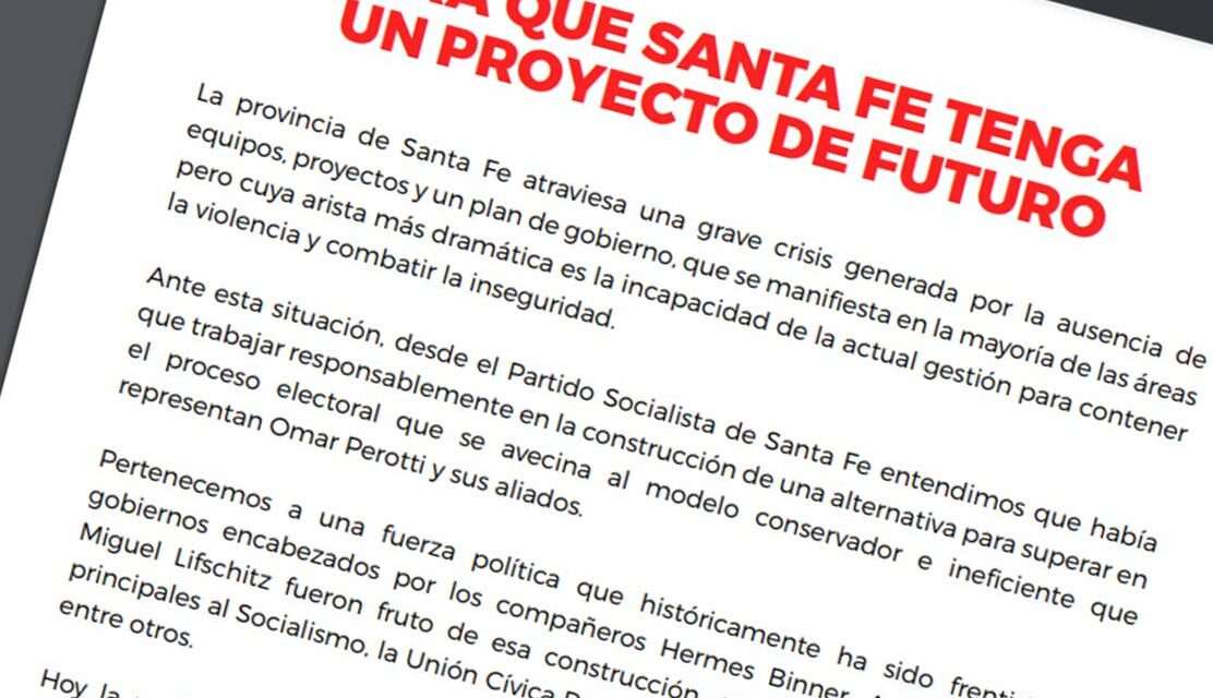 Documento del Partido Socialista: «PARA QUE SANTA FE TENGA UN PROYECTO DE FUTURO»