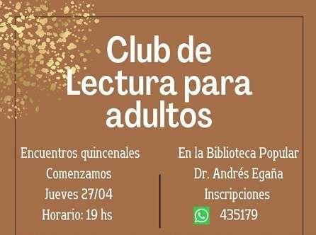 Invitan a Club de Lectura en la Biblio