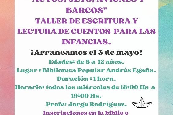 Invitan a Taller de Escritura y Lectura de Cuentos para las Infancias