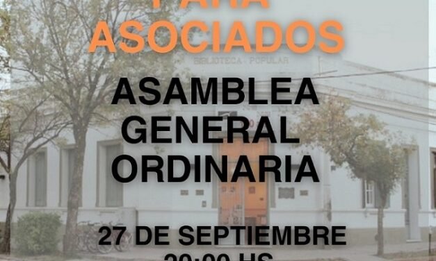 La Biblioteca Popular convoca a Asamblea General Ordinaria