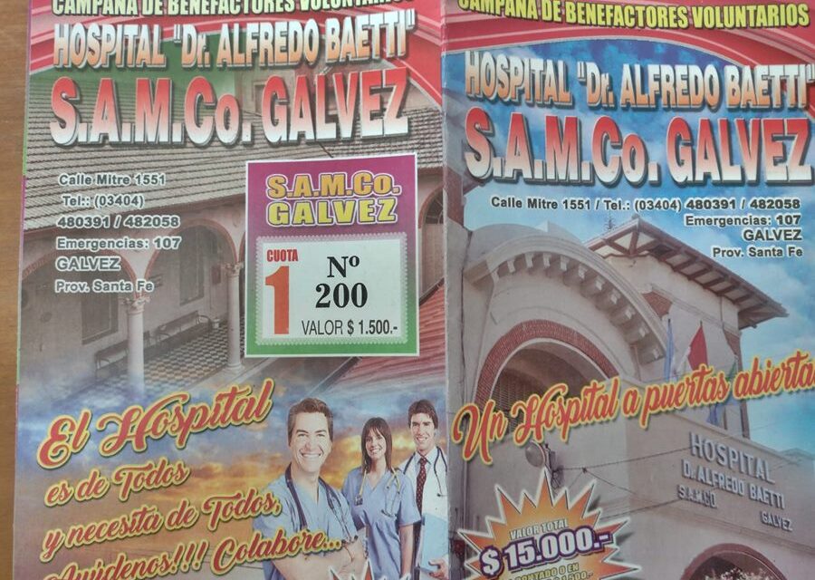 Salió a la venta la nueva rifa para benefactores voluntarios del Hospital SAMCo Gálvez