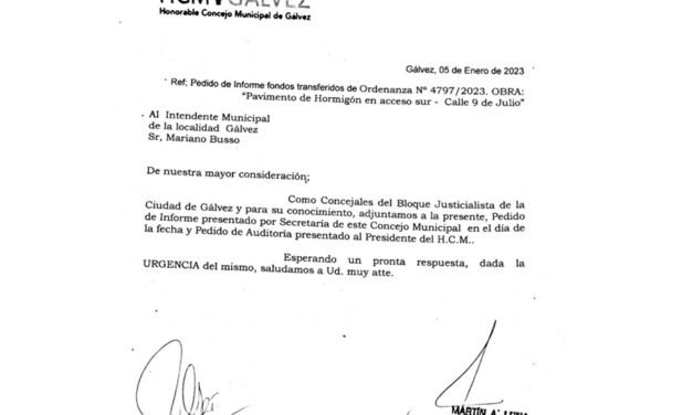 Los concejales Ré y Luna piden informes sobre la partida para la ejecución de calle 9 de Julio