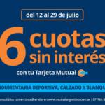 Nueva promo de Tarjeta Mutual: 6 cuotas sin interés en ropa deportiva, calzado o blanquería