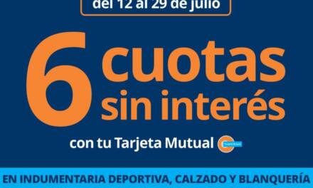 Nueva promo de Tarjeta Mutual: 6 cuotas sin interés en ropa deportiva, calzado o blanquería