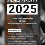 Convocatoria a Asamblea General Ordinaria de la Biblioteca Popular Dr. Andrés Egaña