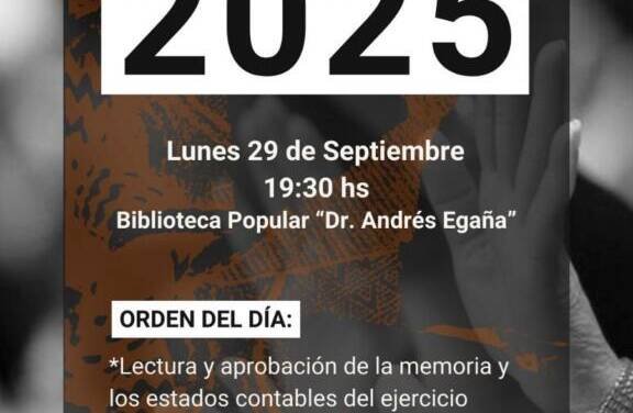 Convocatoria a Asamblea General Ordinaria de la Biblioteca Popular Dr. Andrés Egaña