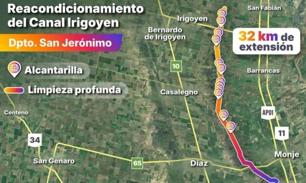 Canal Irigoyen: Provincia finalizó obra de importancia para la producción del departamento San Jerónimo