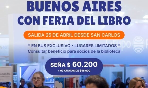 El sector Turismo de la Mutual del C.A.Argentino, te propone viajar a la Feria del Libro