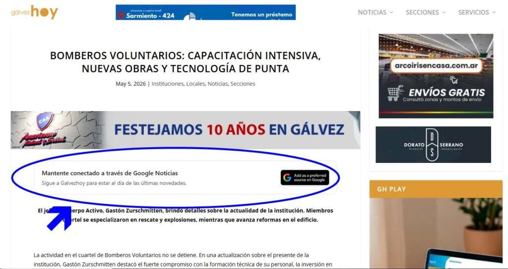 GálvezHOY incorpora la nueva herramienta de Google “Fuentes Preferidas”