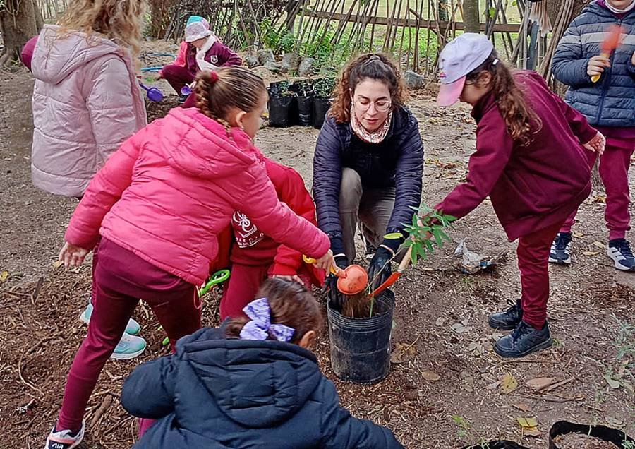 «Manos a la tierra»: alumnos del Colegio del Calvario continúan desarrollando el proyecto «Un metro cuadrado de árboles nativos»