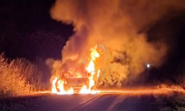 Incendio de automóvil en ruta 50S y de fardos en la ciudad